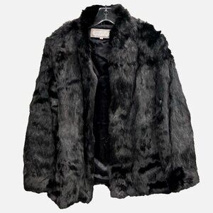Vintage 100% Pure Rabbit Fur Coat Black Jacket Bryan Park Women’s Size L Black